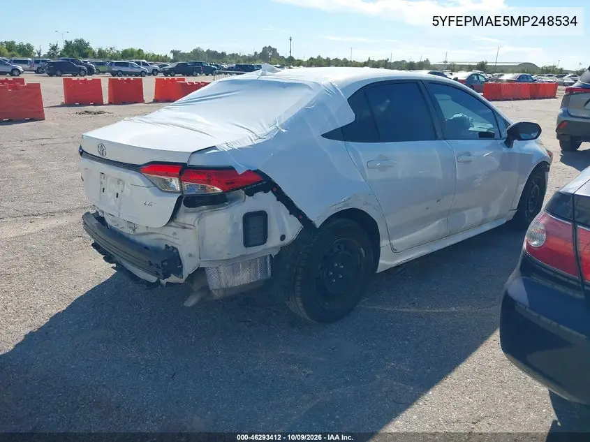 2021 TOYOTA COROLLA VIN 5YFEPMAE5MP248534 — фото 4