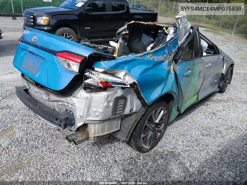 2021 TOYOTA COROLLA VIN 5YFS4MCE4MP075839 — фото 4