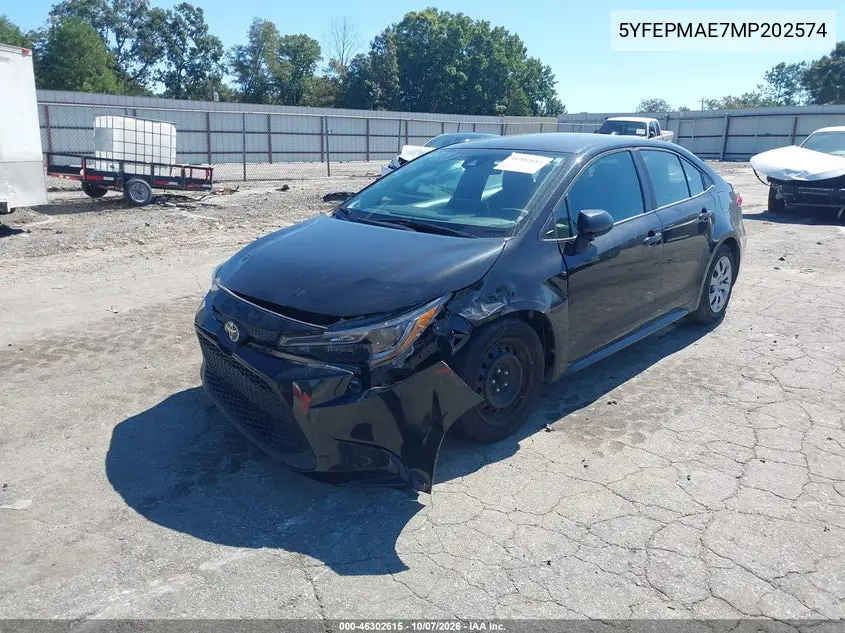 2021 TOYOTA COROLLA VIN 5YFEPMAE7MP202574 — фото 2