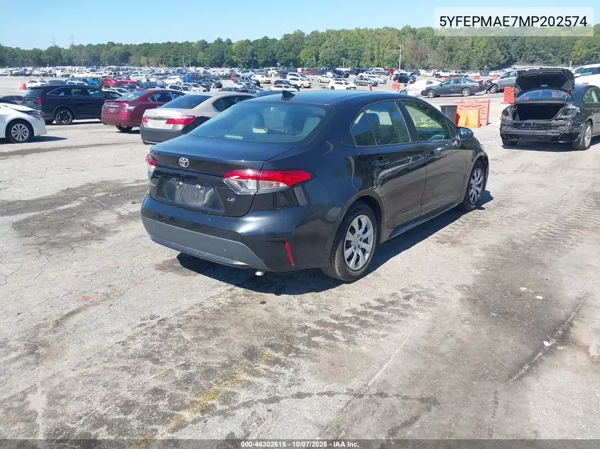 2021 TOYOTA COROLLA VIN 5YFEPMAE7MP202574 — фото 4