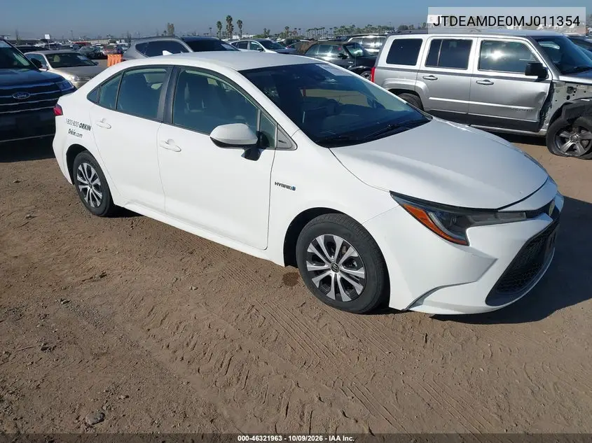TOYOTA COROLLA 2021, VIN JTDEAMDE0MJ011354