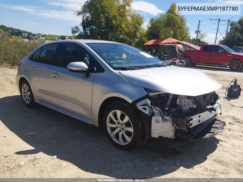 TOYOTA COROLLA 2021, VIN 5YFEPMAEXMP187780