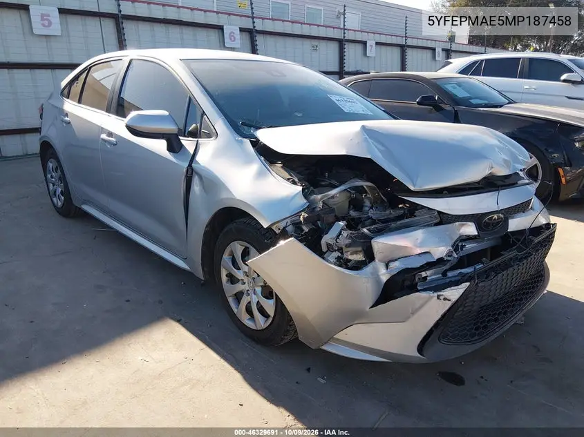 TOYOTA COROLLA 2021, VIN 5YFEPMAE5MP187458