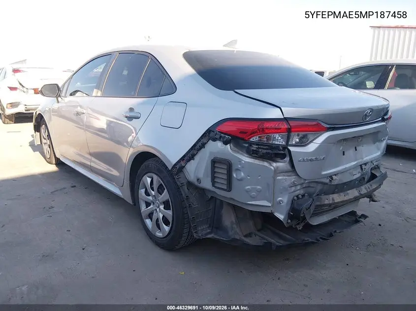 2021 TOYOTA COROLLA VIN 5YFEPMAE5MP187458 — фото 3