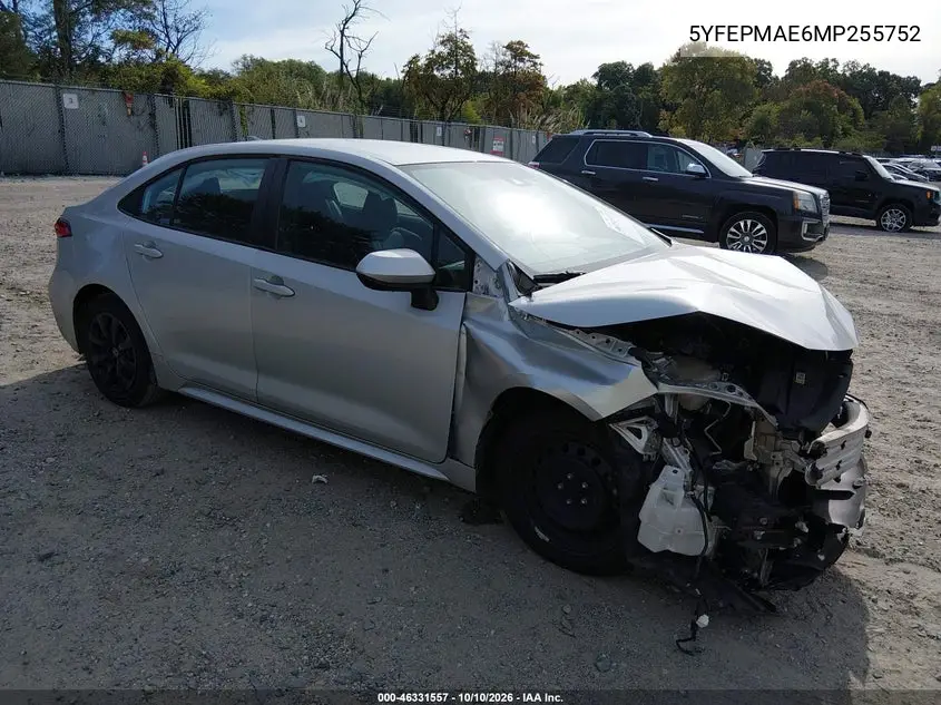 TOYOTA COROLLA 2021, VIN 5YFEPMAE6MP255752