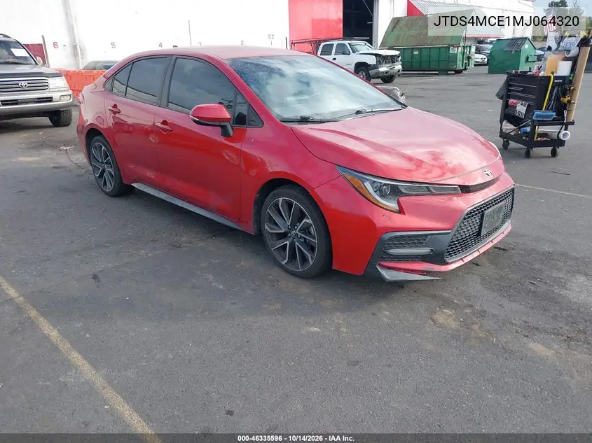 TOYOTA COROLLA 2021, VIN JTDS4MCE1MJ064320