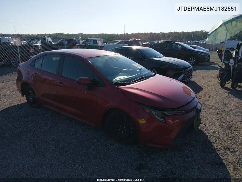 TOYOTA COROLLA 2021, VIN JTDEPMAE8MJ182551