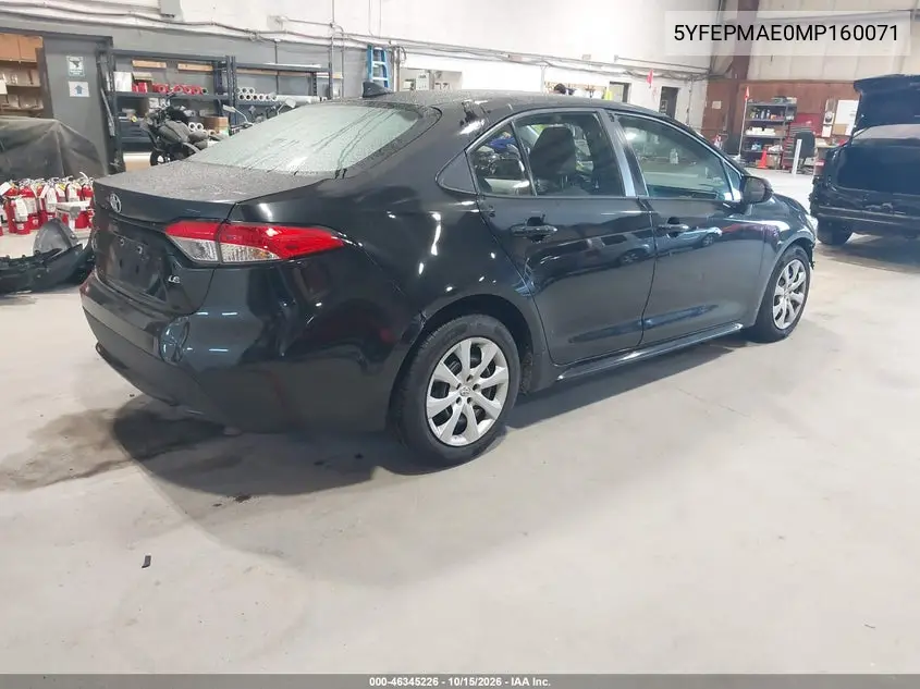 2021 TOYOTA COROLLA VIN 5YFEPMAE0MP160071 — фото 4
