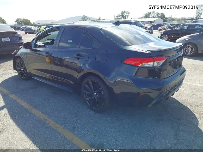 2021 TOYOTA COROLLA VIN 5YFS4MCE7MP092019 — фото 3