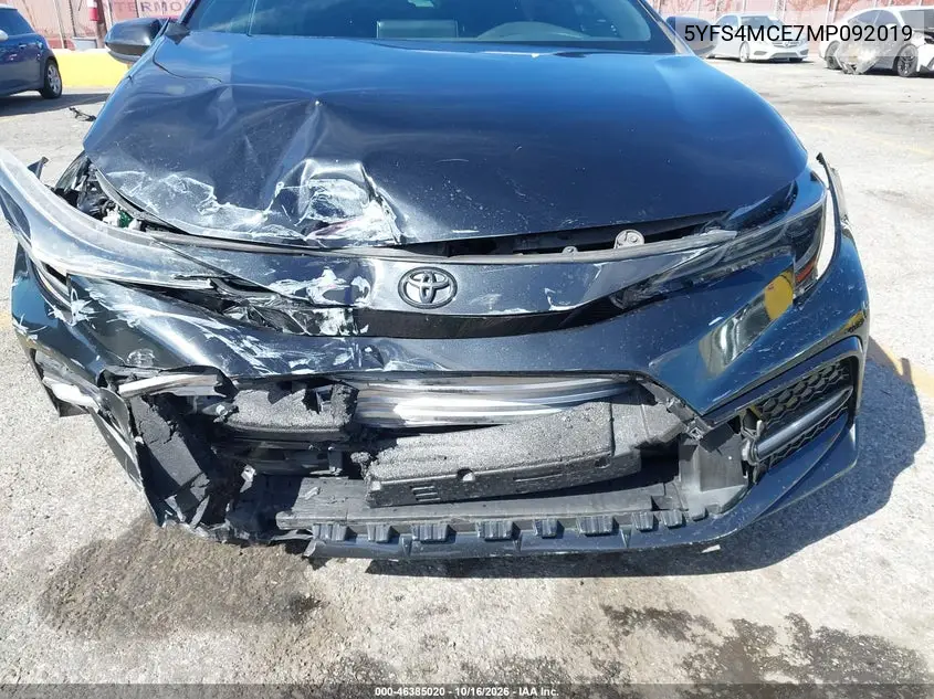 2021 TOYOTA COROLLA VIN 5YFS4MCE7MP092019 — фото 6