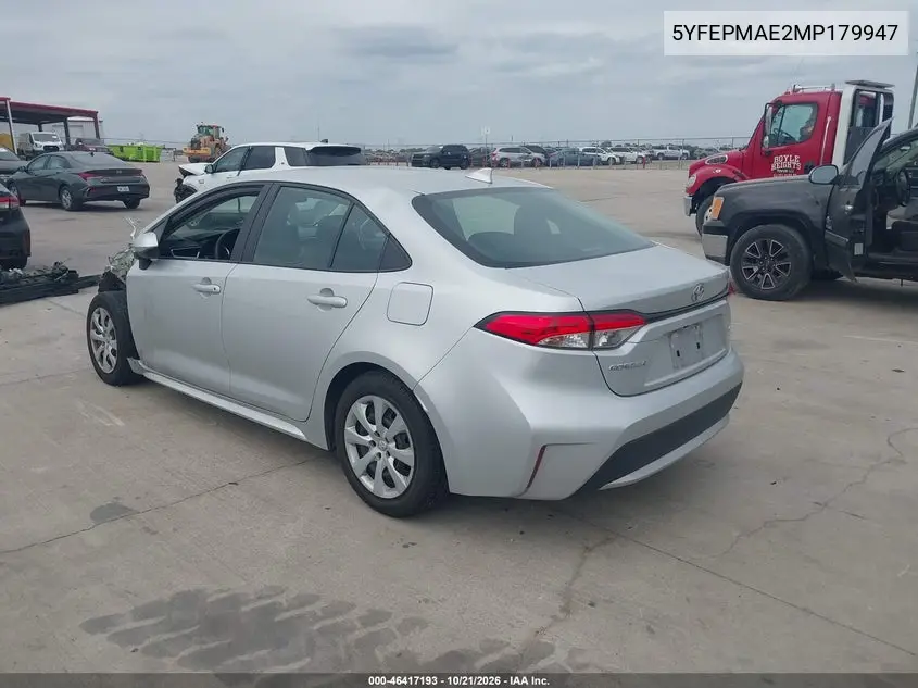 2021 TOYOTA COROLLA VIN 5YFEPMAE2MP179947 — фото 3