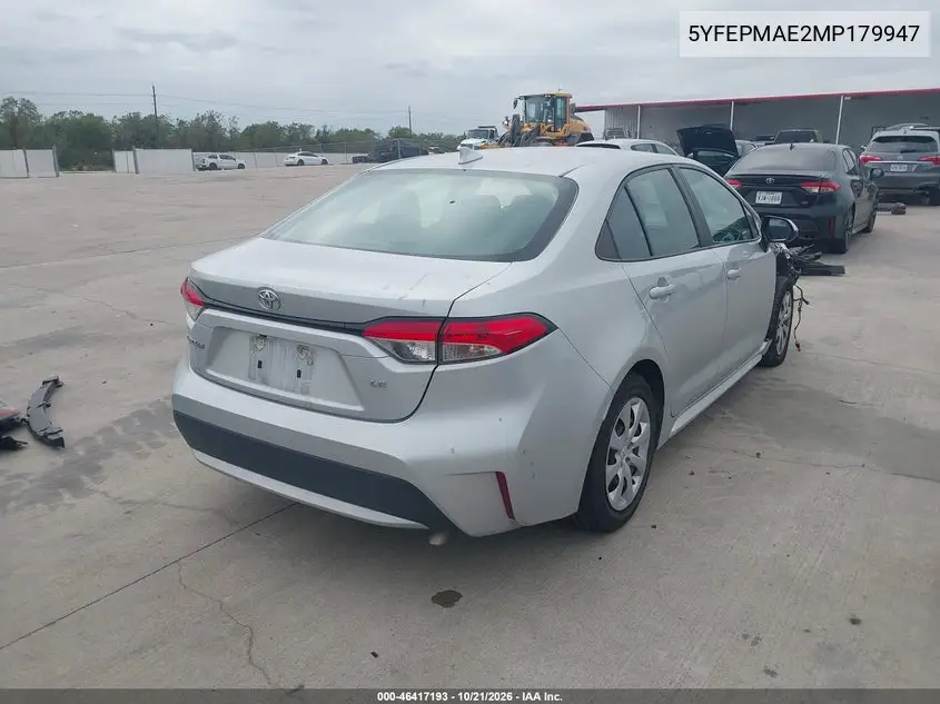 2021 TOYOTA COROLLA VIN 5YFEPMAE2MP179947 — фото 4