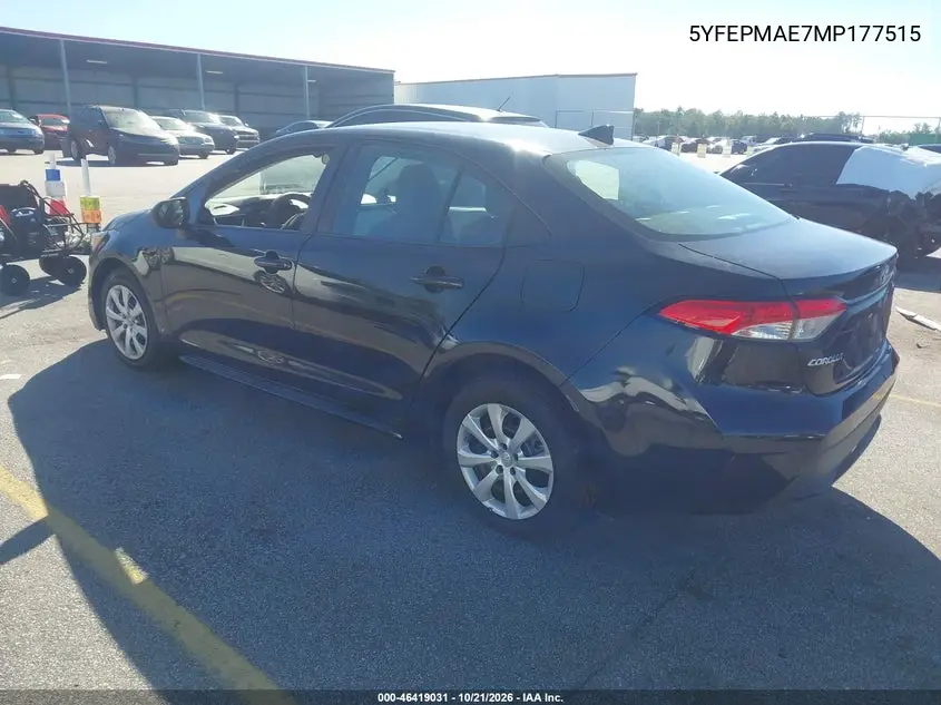 2021 TOYOTA COROLLA VIN 5YFEPMAE7MP177515 — фото 3