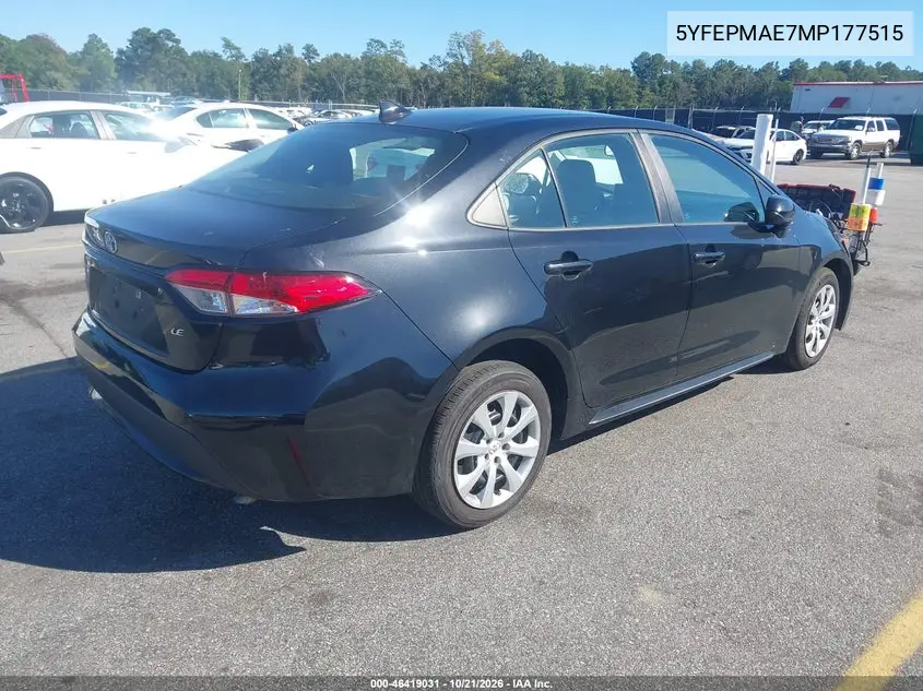 2021 TOYOTA COROLLA VIN 5YFEPMAE7MP177515 — фото 4