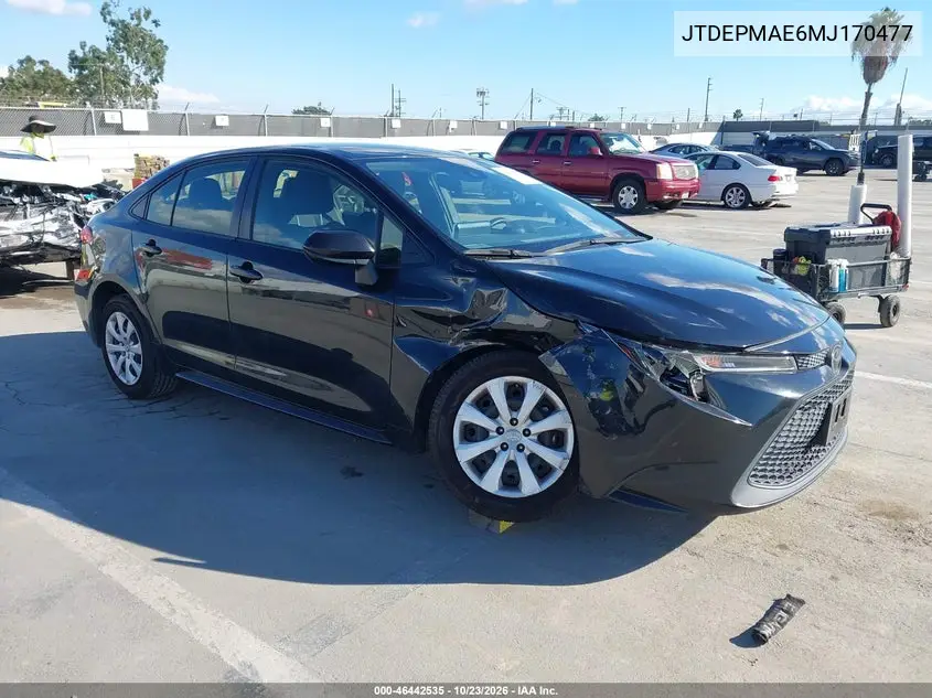 TOYOTA COROLLA 2021, VIN JTDEPMAE6MJ170477