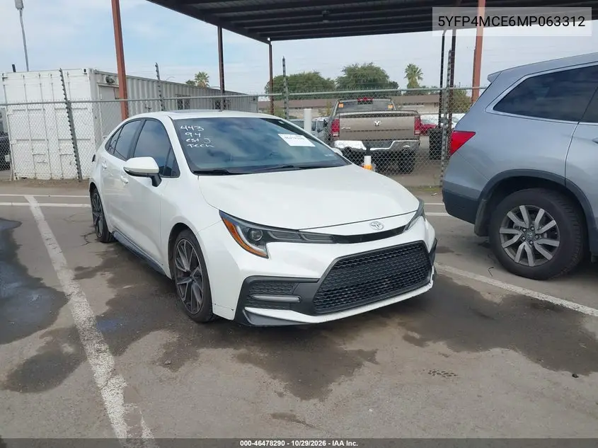 TOYOTA COROLLA 2021, VIN 5YFP4MCE6MP063312