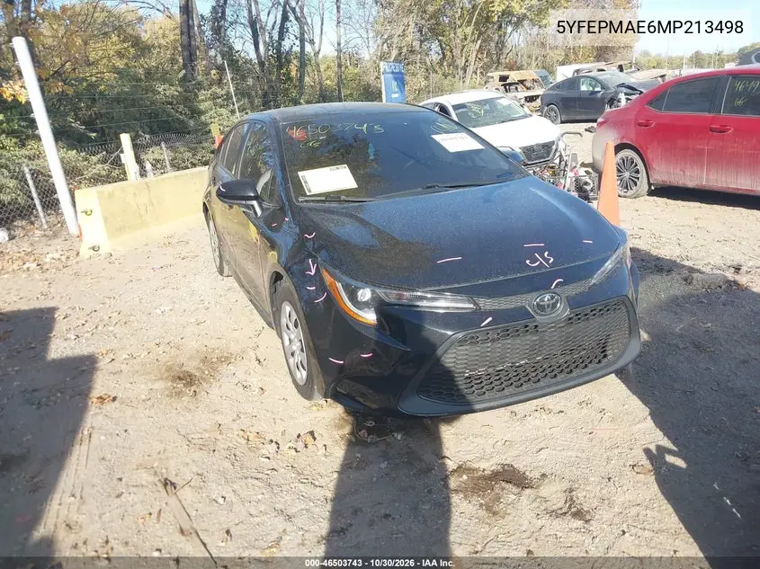 TOYOTA COROLLA 2021, VIN 5YFEPMAE6MP213498