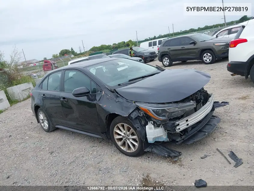 TOYOTA COROLLA 2022, VIN 5YFBPMBE2NP278819
