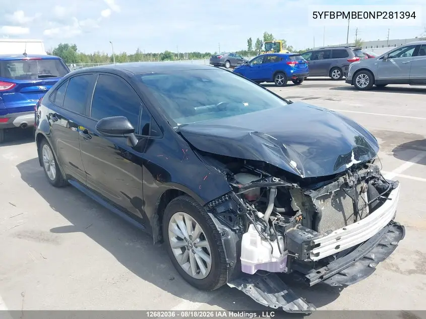 TOYOTA COROLLA 2022, VIN 5YFBPMBE0NP281394