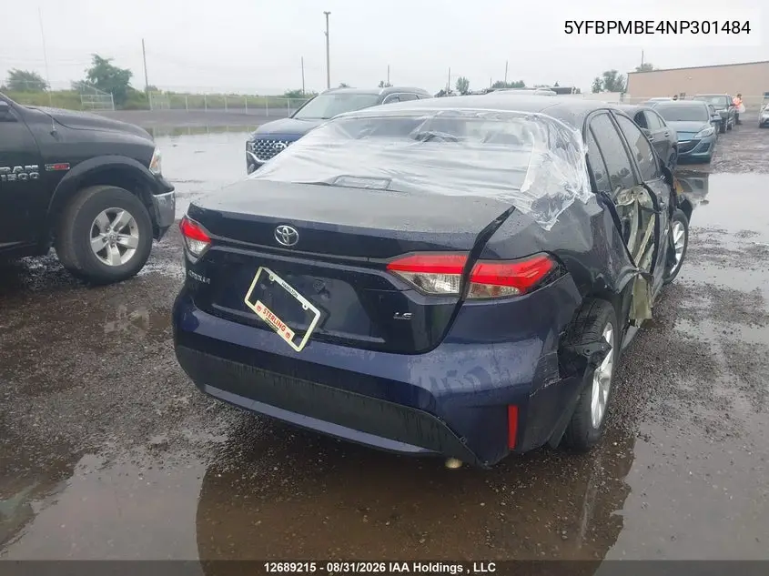 2022 TOYOTA COROLLA VIN 5YFBPMBE4NP301484 — фото 4