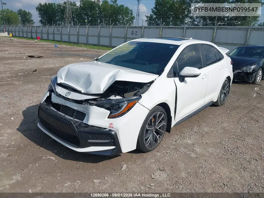 2022 TOYOTA COROLLA VIN 5YFB4MBE8NP099547 — фото 2