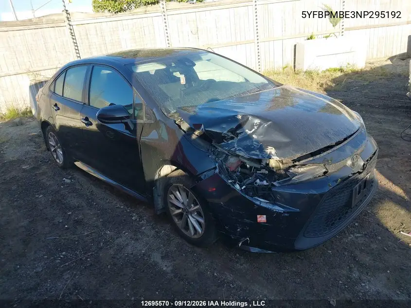 TOYOTA COROLLA 2022, VIN 5YFBPMBE3NP295192
