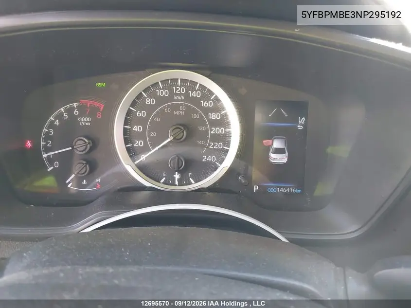 2022 TOYOTA COROLLA VIN 5YFBPMBE3NP295192 — фото 7