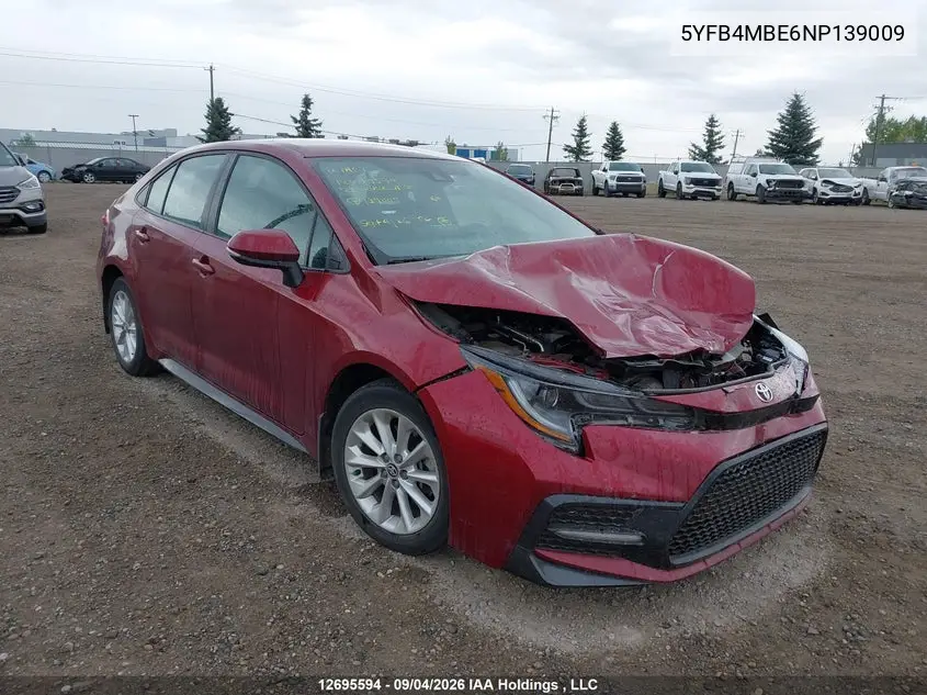 TOYOTA COROLLA 2022, VIN 5YFB4MBE6NP139009