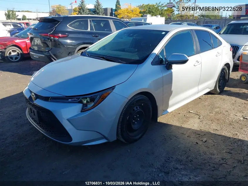 2022 TOYOTA COROLLA VIN 5YFBPMBE8NP322628 — фото 2