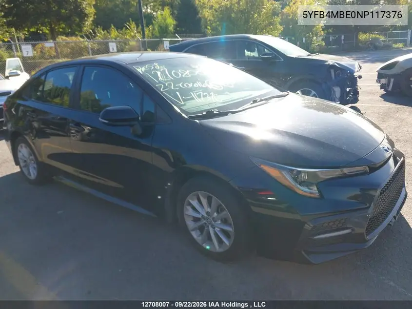 TOYOTA COROLLA 2022, VIN 5YFB4MBE0NP117376