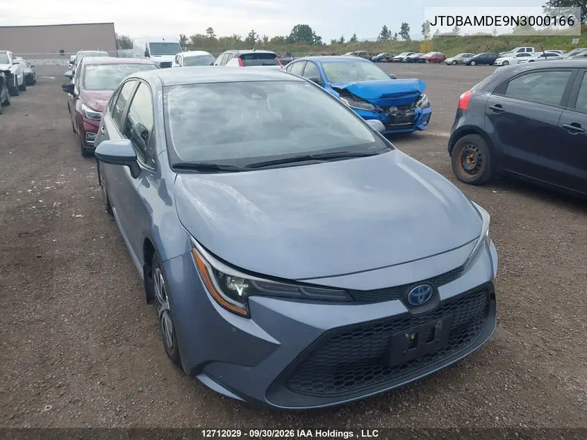 TOYOTA COROLLA 2022, VIN JTDBAMDE9N3000166