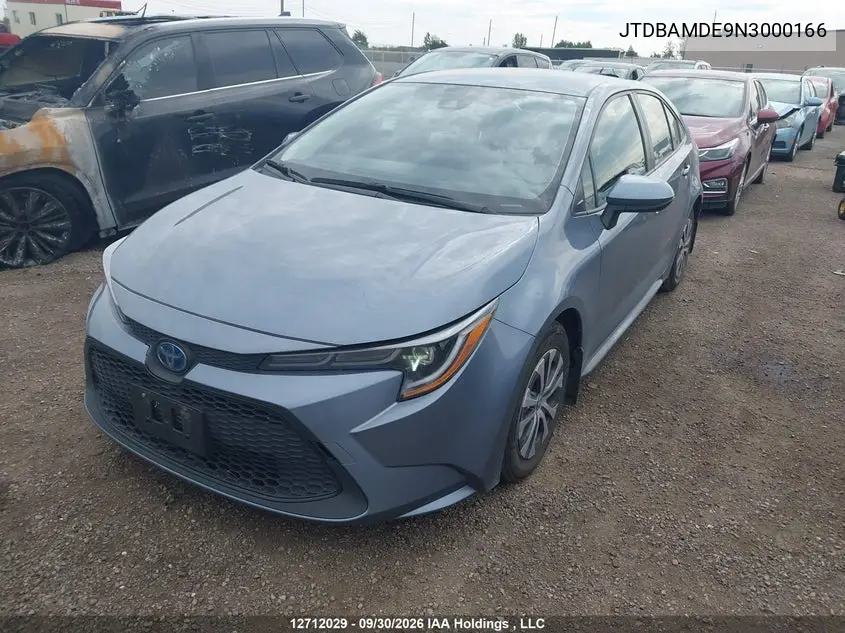 2022 TOYOTA COROLLA VIN JTDBAMDE9N3000166 — фото 2