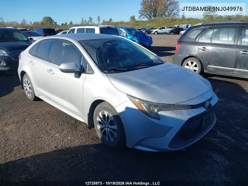TOYOTA COROLLA 2022, VIN JTDBAMDE9NJ049976