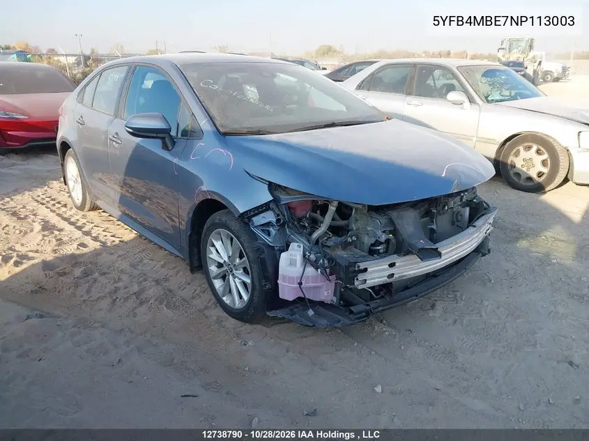 TOYOTA COROLLA 2022, VIN 5YFB4MBE7NP113003