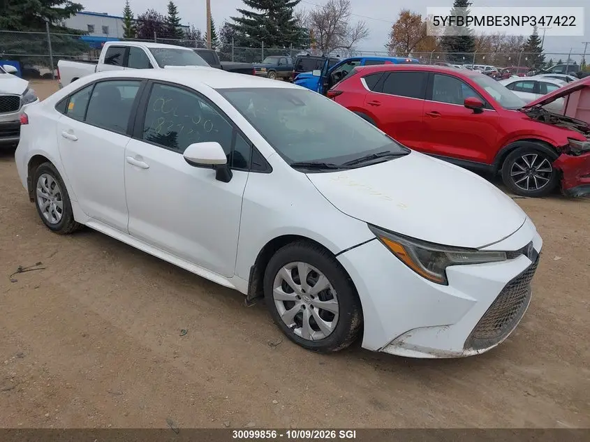 TOYOTA COROLLA 2022, VIN 5YFBPMBE3NP347422
