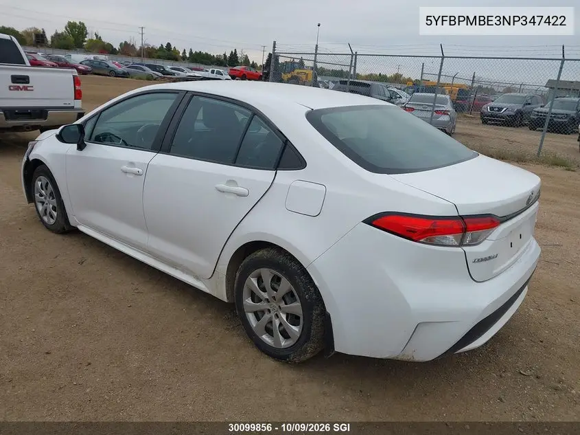 2022 TOYOTA COROLLA VIN 5YFBPMBE3NP347422 — фото 3