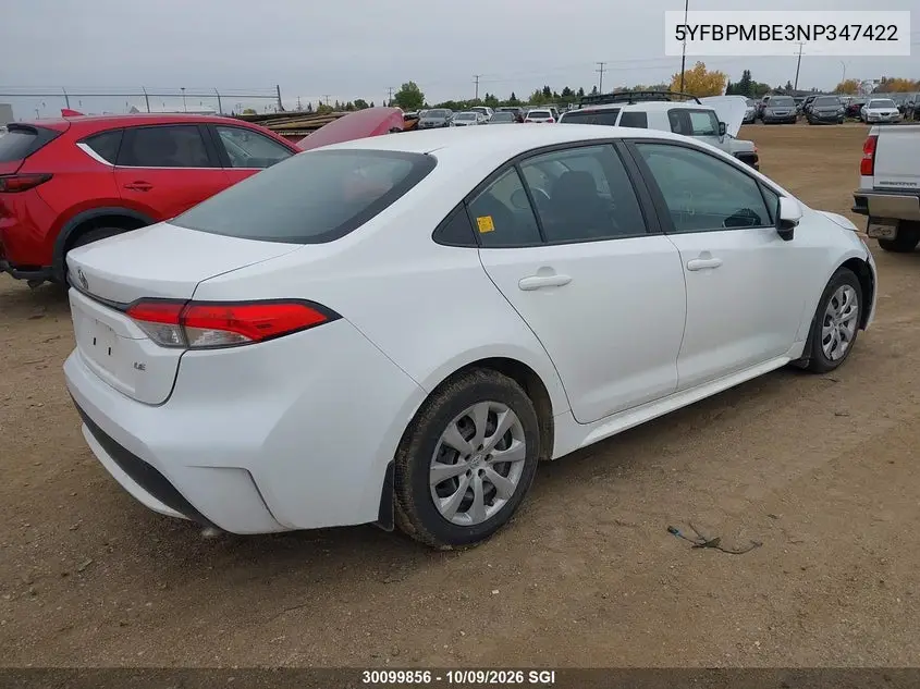 2022 TOYOTA COROLLA VIN 5YFBPMBE3NP347422 — фото 4