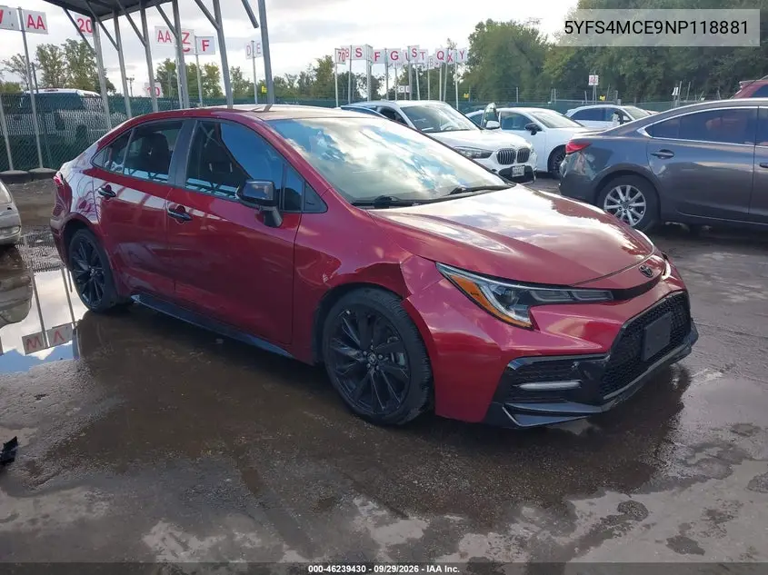 TOYOTA COROLLA 2022, VIN 5YFS4MCE9NP118881