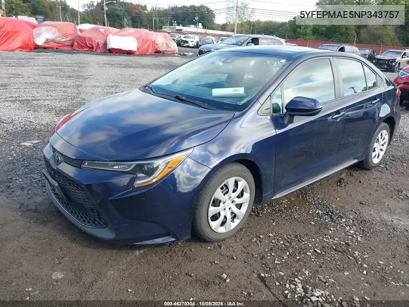 2022 TOYOTA COROLLA VIN 5YFEPMAE5NP343757 — фото 2