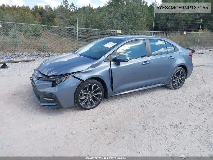 2022 TOYOTA COROLLA VIN 5YFS4MCE9NP137155 — фото 2