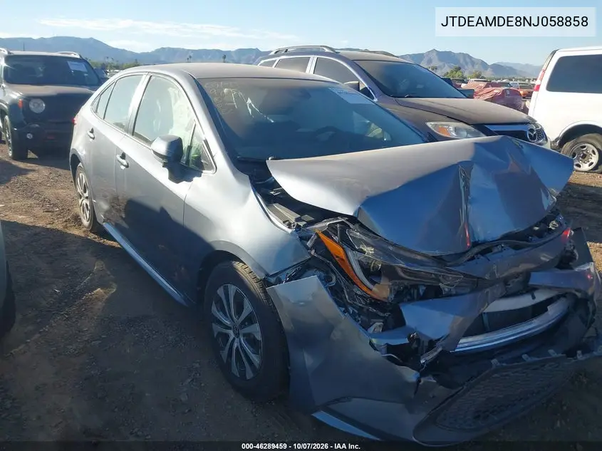 TOYOTA COROLLA 2022, VIN JTDEAMDE8NJ058858