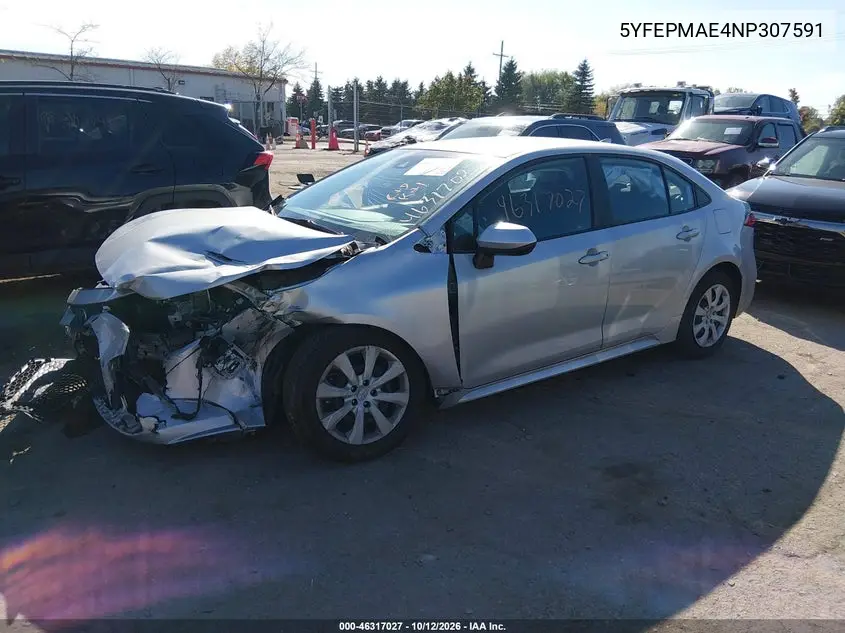 2022 TOYOTA COROLLA VIN 5YFEPMAE4NP307591 — фото 2