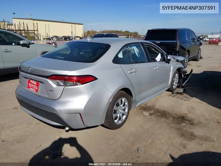 2022 TOYOTA COROLLA VIN 5YFEPMAE4NP307591 — фото 4