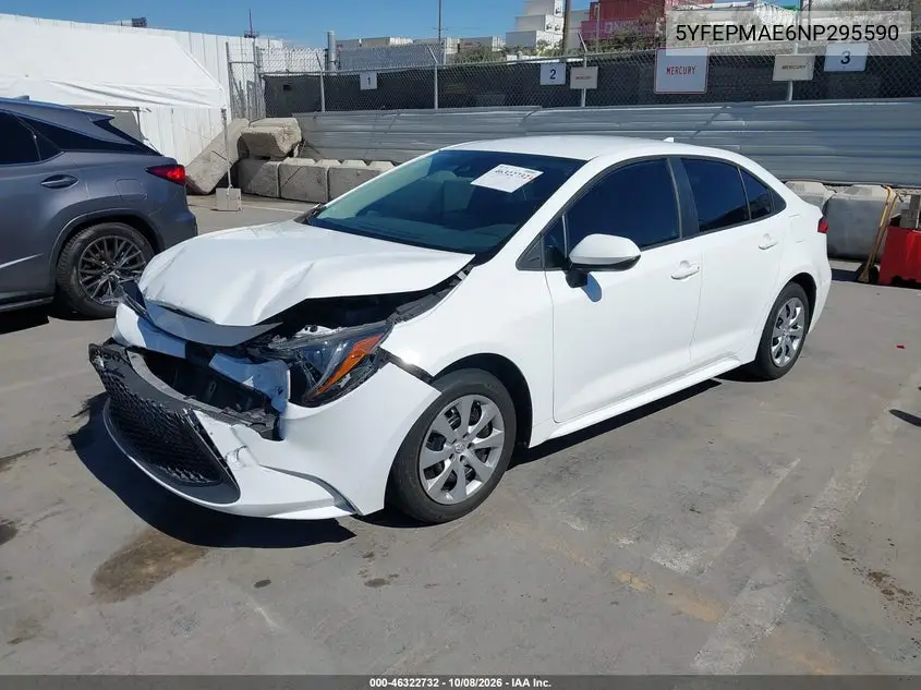 2022 TOYOTA COROLLA VIN 5YFEPMAE6NP295590 — фото 2