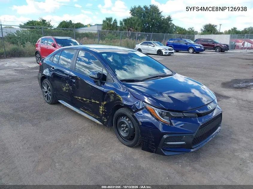 TOYOTA COROLLA 2022, VIN 5YFS4MCE8NP126938