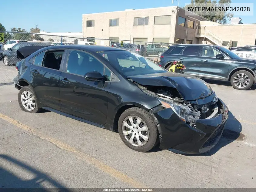 TOYOTA COROLLA 2022, VIN 5YFEPMAE9NP342028