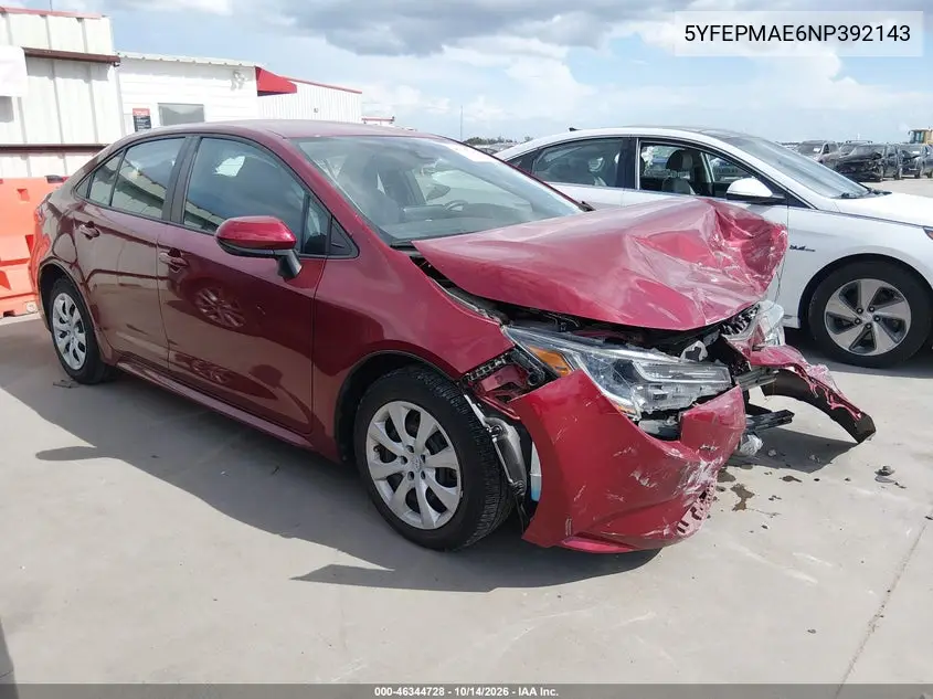 TOYOTA COROLLA 2022, VIN 5YFEPMAE6NP392143