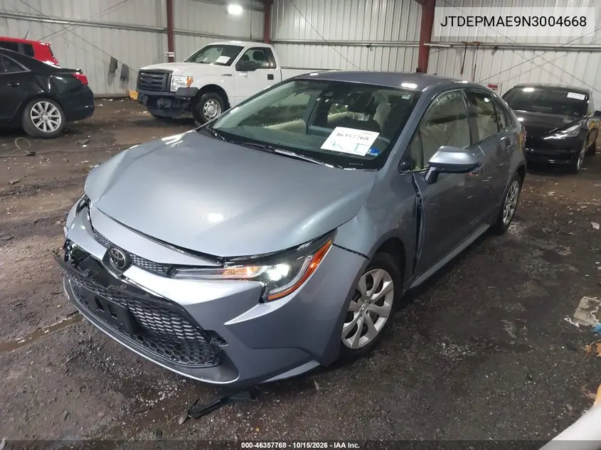 2022 TOYOTA COROLLA VIN JTDEPMAE9N3004668 — фото 2