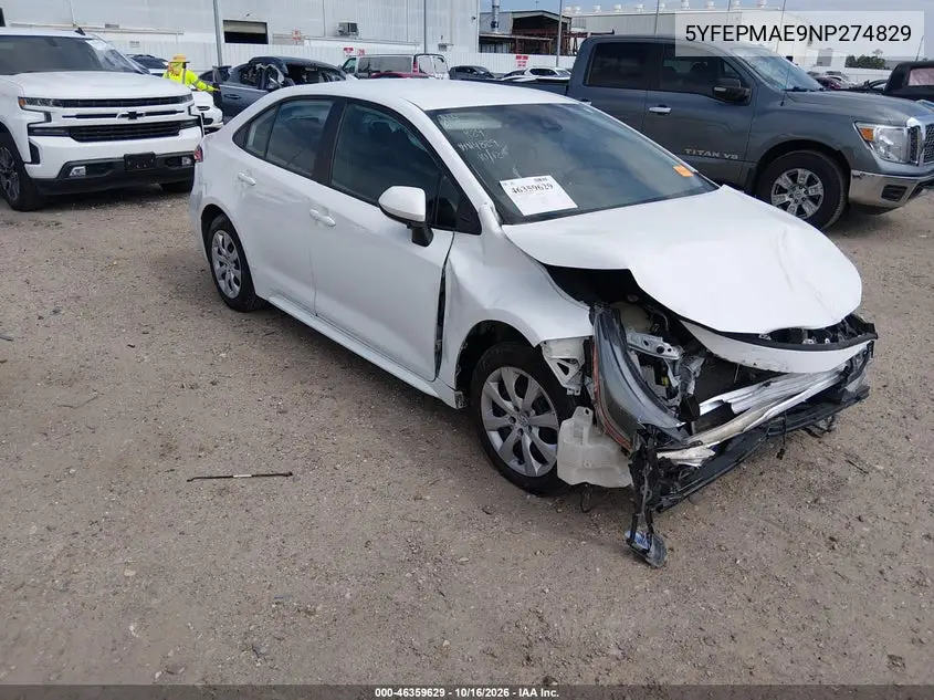 TOYOTA COROLLA 2022, VIN 5YFEPMAE9NP274829