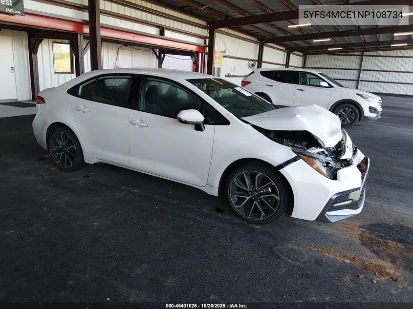 TOYOTA COROLLA 2022, VIN 5YFS4MCE1NP108734